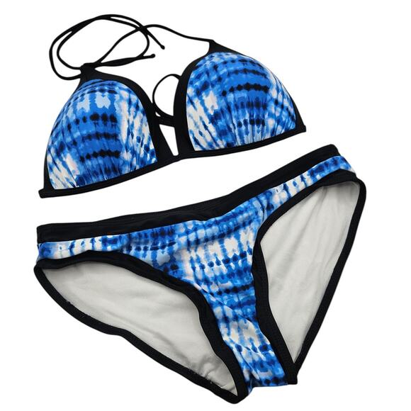 No Boundaries Womens Sz M/L Bikini Swimsuit Set Blue and White Tie Dye - Picture 1 of 7